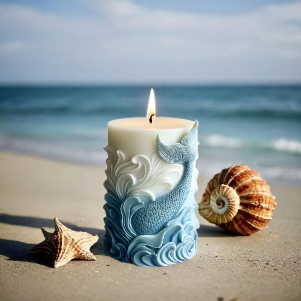 Resin Ocean Wave Mold - 2024, цилиндрическая форма для свечей с