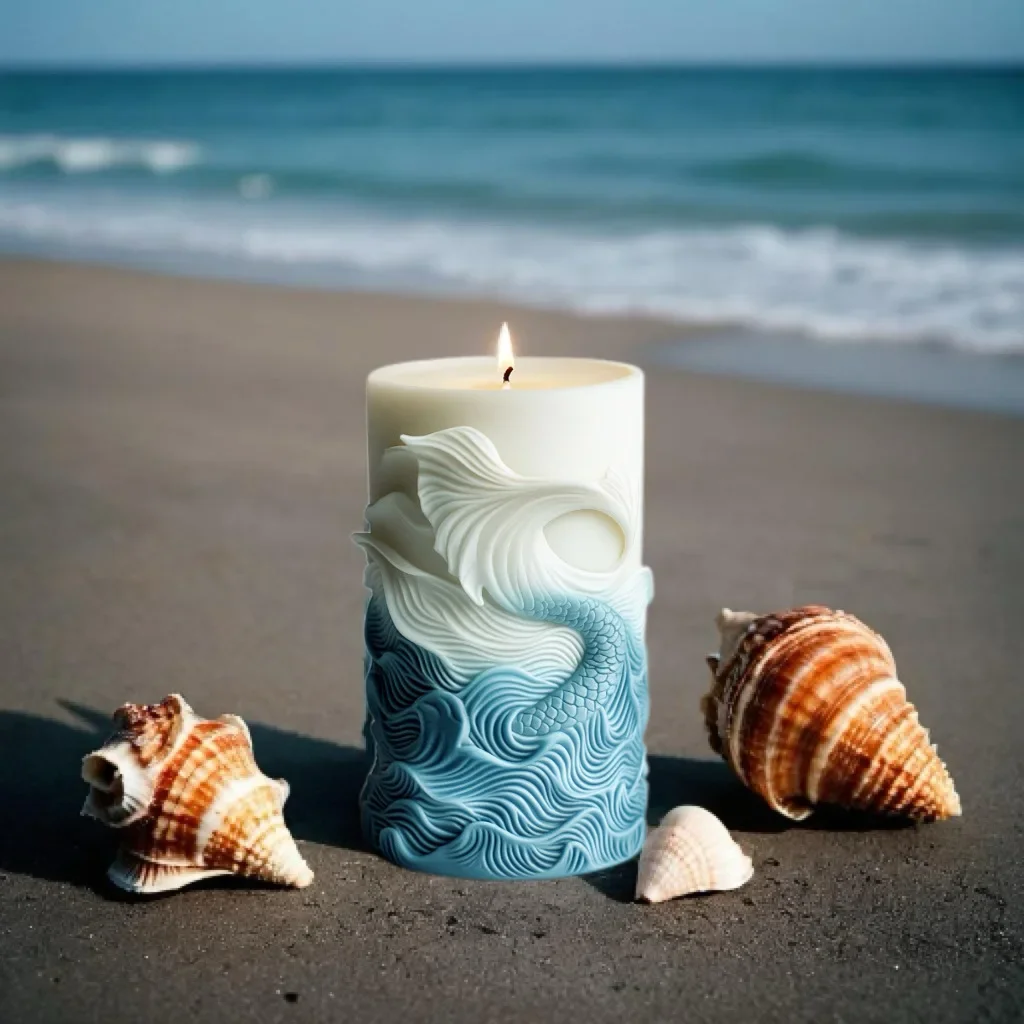 Resin Ocean Wave Mold - DIY океанская волна пена цилиндрическая свеча