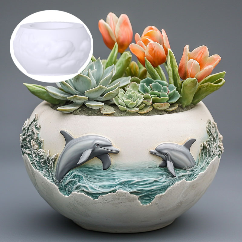 Пара рельефных дельфинов, сочн – обзор и цена Resin Ocean Wave Mold